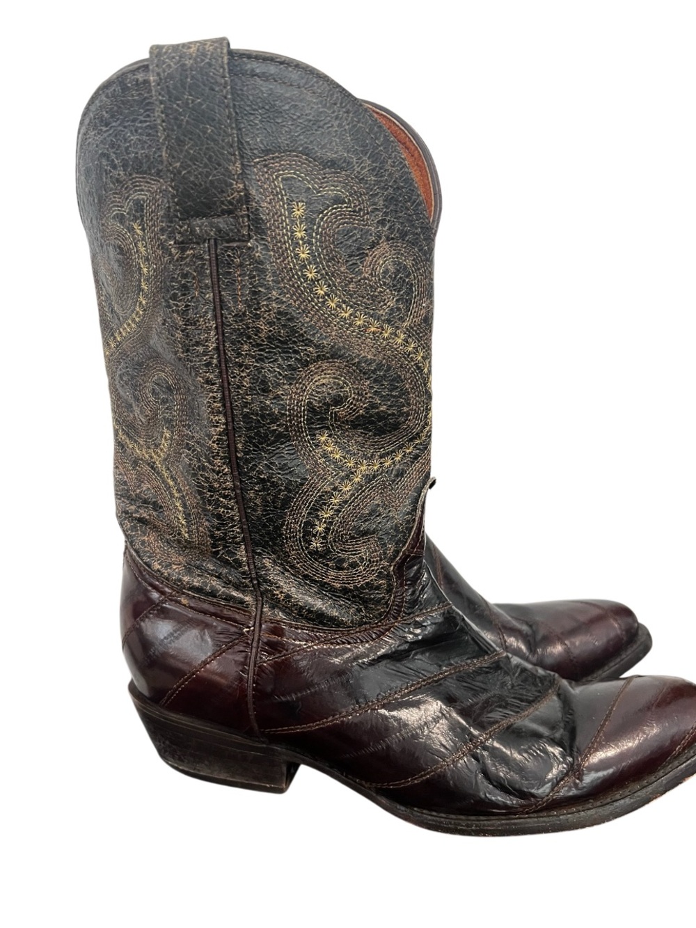 El Patron Exotic Eel Skin Cowboy Boots Mens 11.5 (Mex 29.5) Western Handcrafted